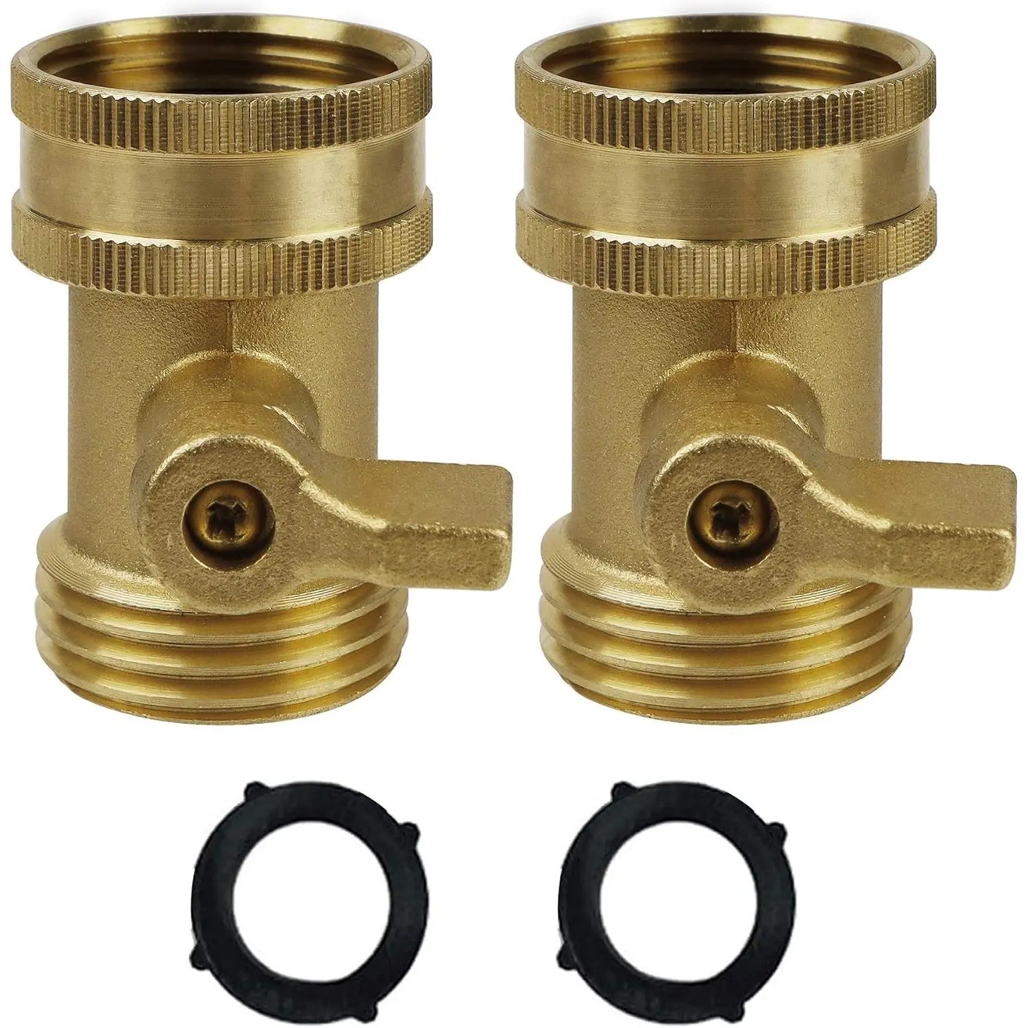 3/4 Inch Water Hose Shut Off Valve 2 Pack | 3/4" GHT Shut Off Valve Garden Hose Connector for RV Hoses,  Nozzles, Sprinklers, Control the Water Flow with Ease