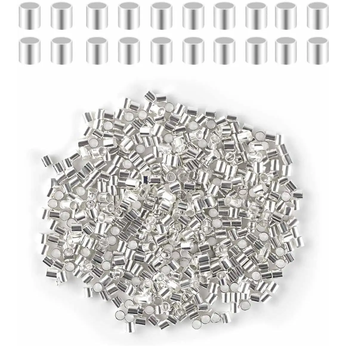 500 count Tube Crimp Beads for  Making 2MM Crimping Beads for DIY Necklace Earring Bracelet Crimp Stopper  Tube Crimp End Brass Crimp Tube Spacer  Loose Crimp Tube Bead ()