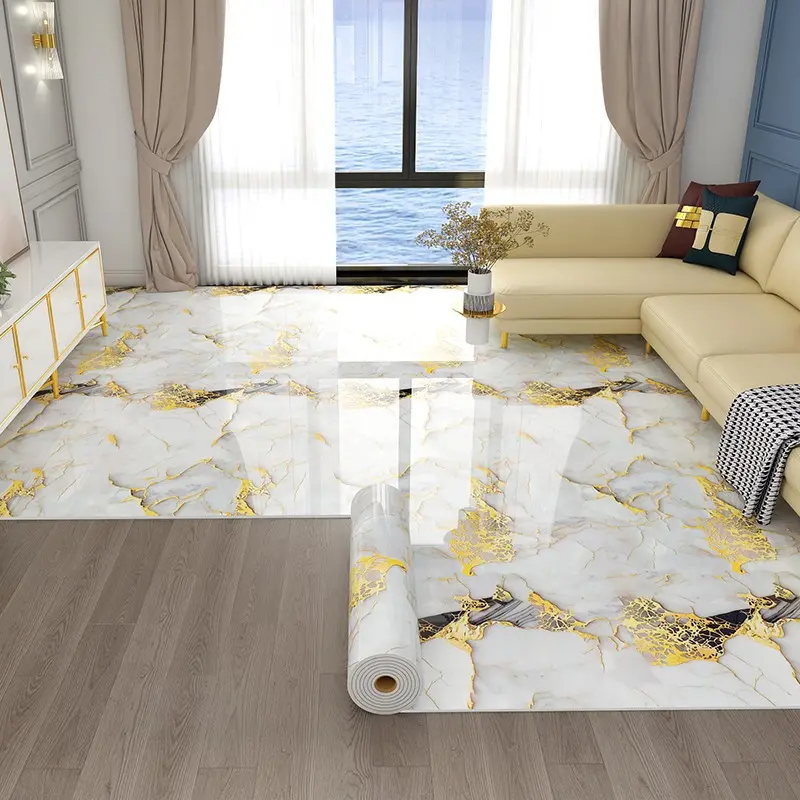 1 Roll, 15.75in*118.11in Extra Thick Marble Floor Panels, Peel and stick vinyl floor panels, Easy to Care and Maintain, Suitable for floor and wall renovation and transformation in bedroom, living room, bathroom.