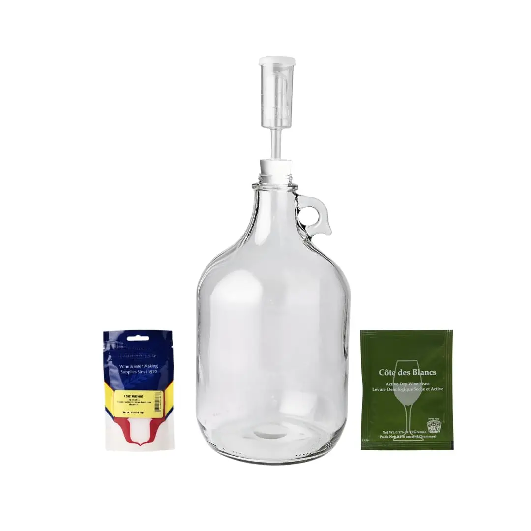 Mead Making Kit - 1 Gallon Jug Fermentation Set with Clear Glass Fermentation Jar, 3pc Airlocks, Yeast Nutrient & Mead Yeast for Home Brewing | Complete Fermentation Jug set for brewing mead, including yeast nutrient and a reusable clear container