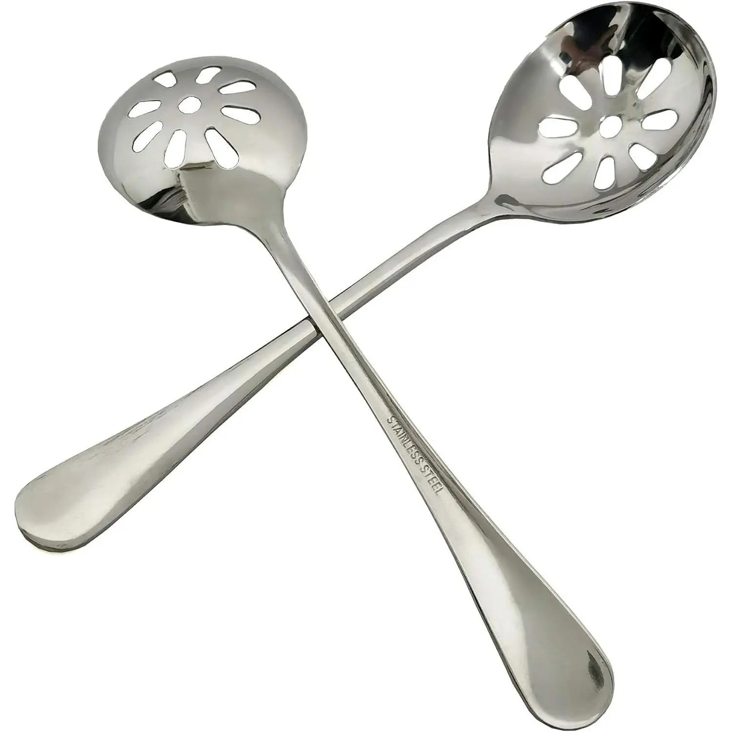 2-Pack 7.7-Inch Stainless Steel Slotted Serving Spoon Colander for Buffet, Dinner, Restaurants, KitchenGift