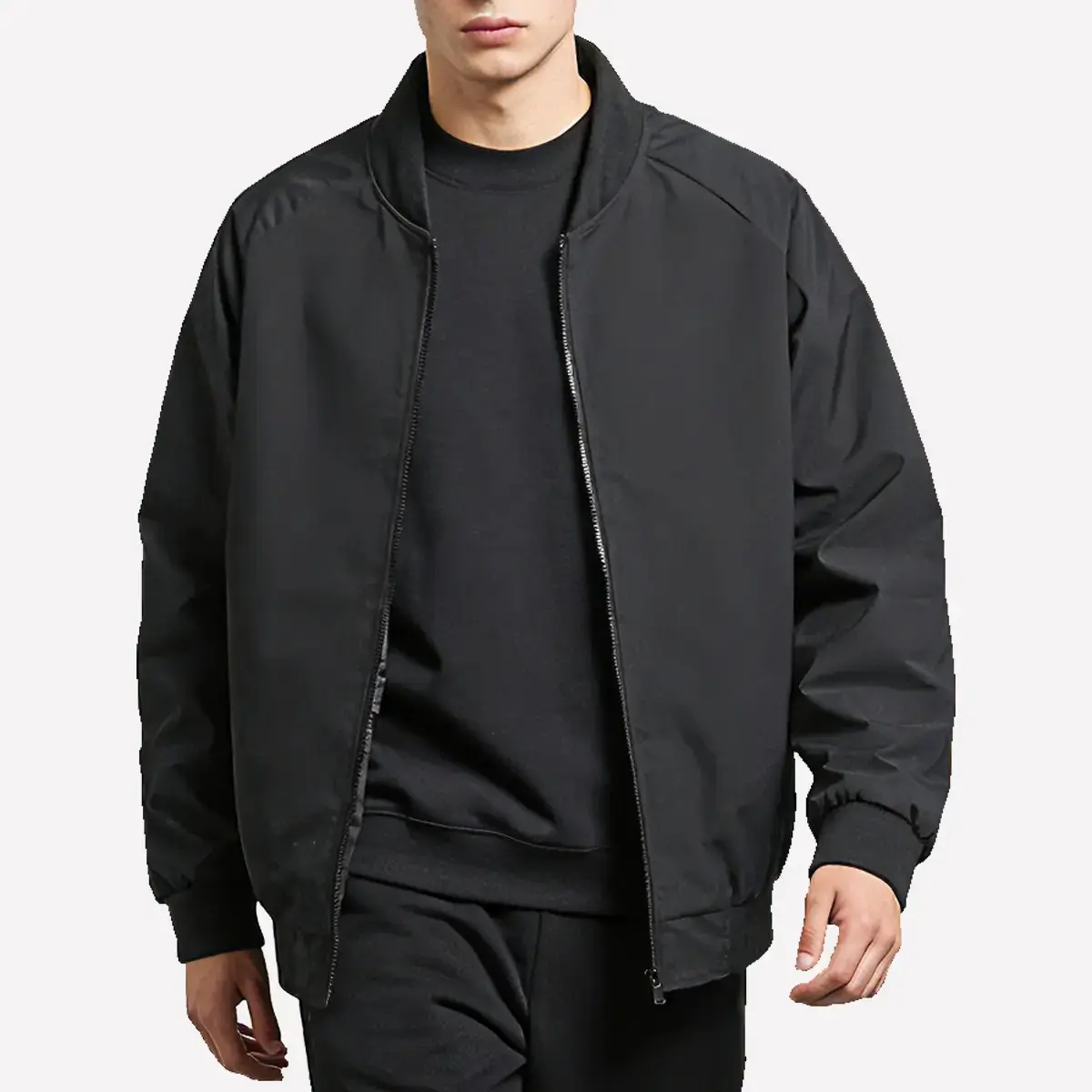 Men's Lightweight Baseball Collar Zipper Trench Coat, Solid Color Minimalist Design, Casual Stylish Long Sleeve Men's Outerwear Jacket Suitable for Spring and Autumn