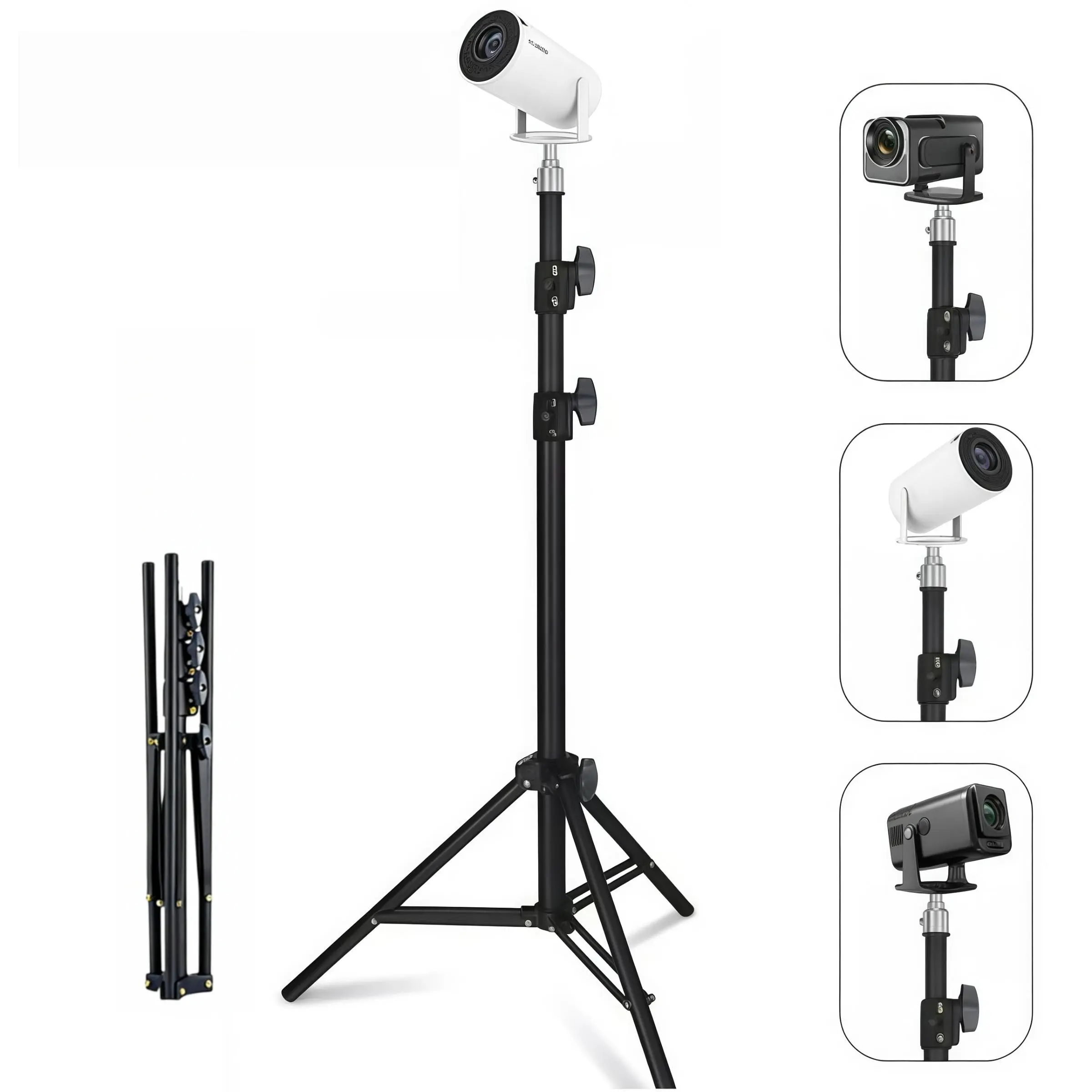 Universal Projector Stand 190CM Retractable Adjustable 1/4 Screw Portable Floor Tripod Stand Height Adjustable Mount For  HY300 Pro Porjector, Camera Traveling Products