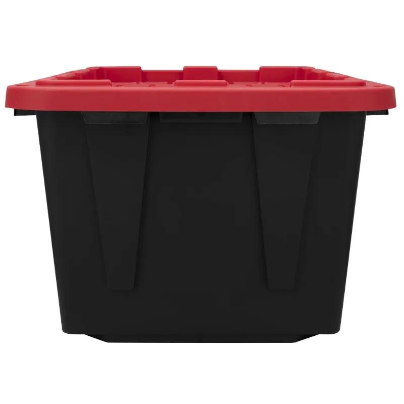 (6 pack) Hyper Tough Large Storage Bin, 27 Gallon Plastic Storage Container with Snap-On Lid, Black and Red (6 pack) Hyper Tough Large Storage Bin, 27 Gallon Plastic Storage Container with Snap-On Lid, Black and Red
