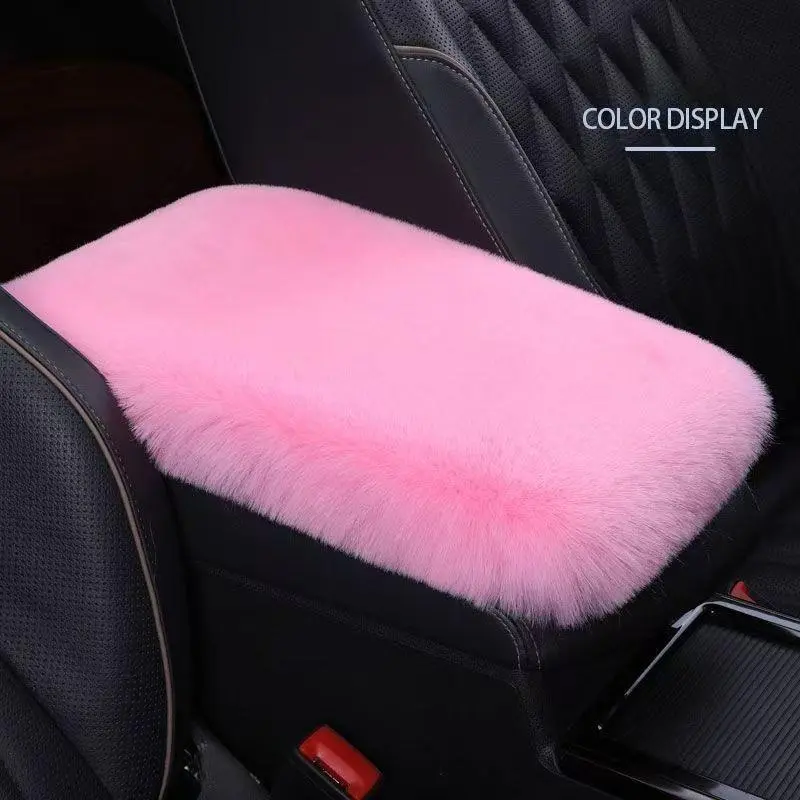 Girly Fluffy Faux Fur Car Armrest Cushion, Warm Padded Automotive Interior Protector, Anti-Slip Universal Center Console Cover, Machine Washable Cars Accessory for Daily Commutes, Automotive Interior Cushion, Car Interior Cushions
