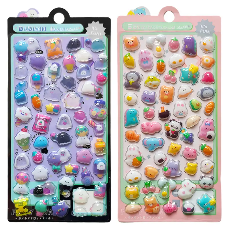 2pcs Handmade Scrapbook Decoration 3D Stickers | 3D Textured Patterns, Cut-and-Paste Book Decorations, DIY Relief Stickers | Mini Cute Animal Stickers, Phone Case Personalized Upgrades, Small Patterns, Rewards Stickers | Q-Style 3D Textured Stickers.