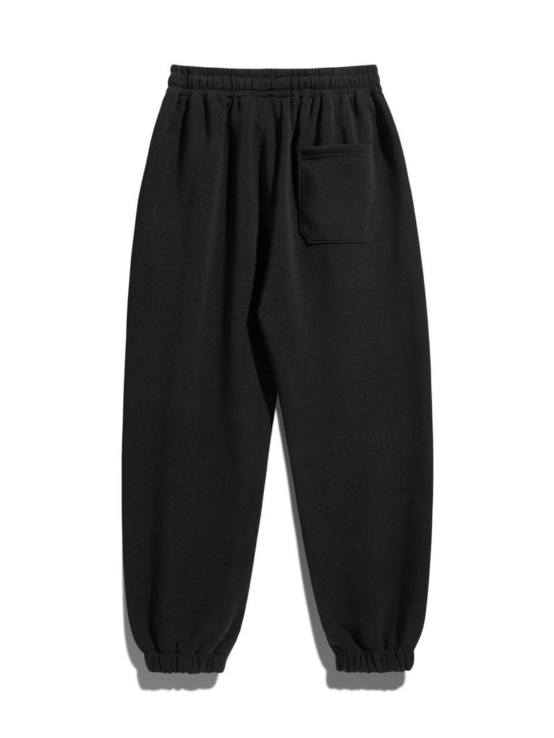 Men's Solid Drawstring Waist Thermal Lined Sweatpants Casual Comfy Sweatpants Straight Leg Pants & Jogger Pants for Fall & Winter, Men's Trousers for Daily Wear