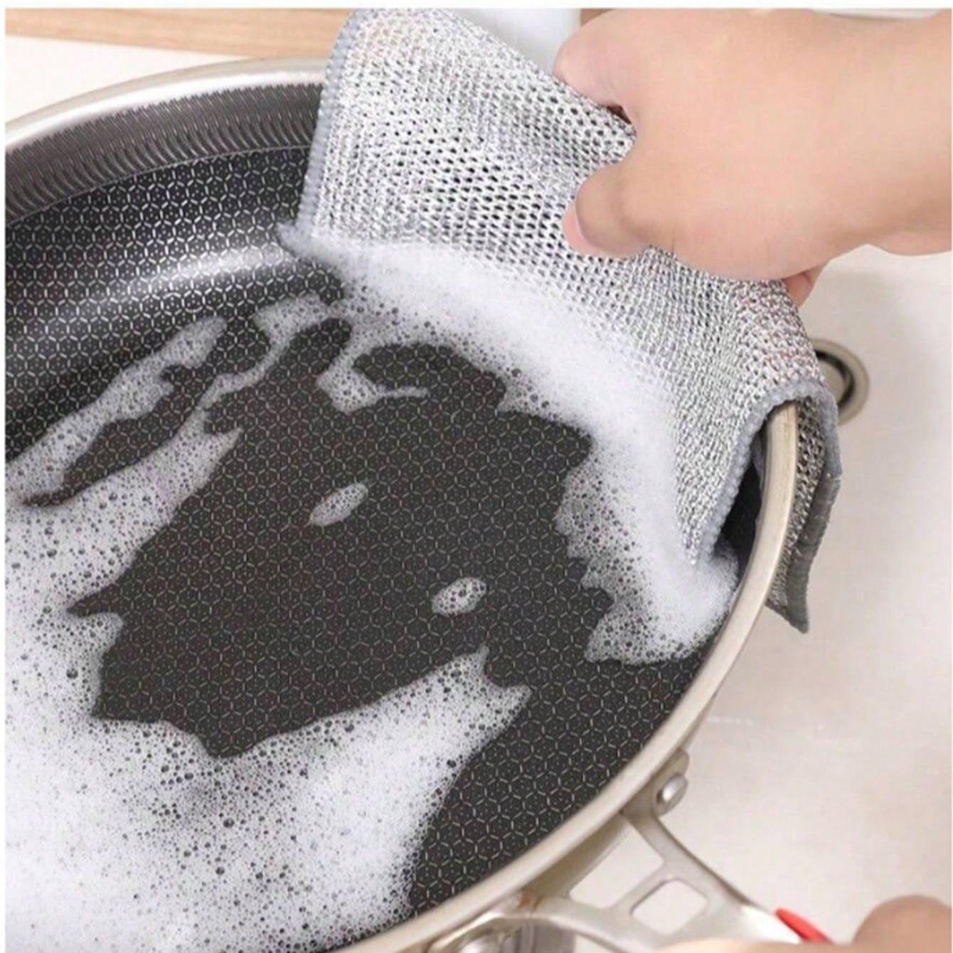Iron Wire Sponge Cloth, 5/10/20/30/50pcs/set Scratch-free Dish Cleaning Cloth, Multi-purpose Dish Scrubber, Easy To Rinse and Reusable Cleaning Cloth for Kitchen Sink, Home Decor, Dishwashing Sponge, Kitchen Cleaning Supplies