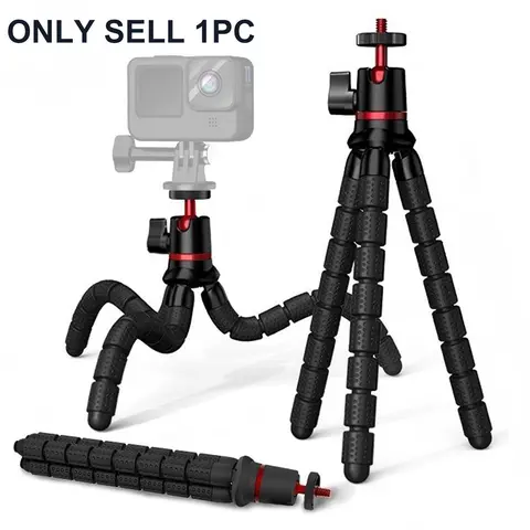 Flexible Mini Tripod Stand for iPhone, Multi-angle Portable Camera Tripod with Hidden Phone Holder Cold Shoe Mount For Cellphone and Camera, Selfie Tripod