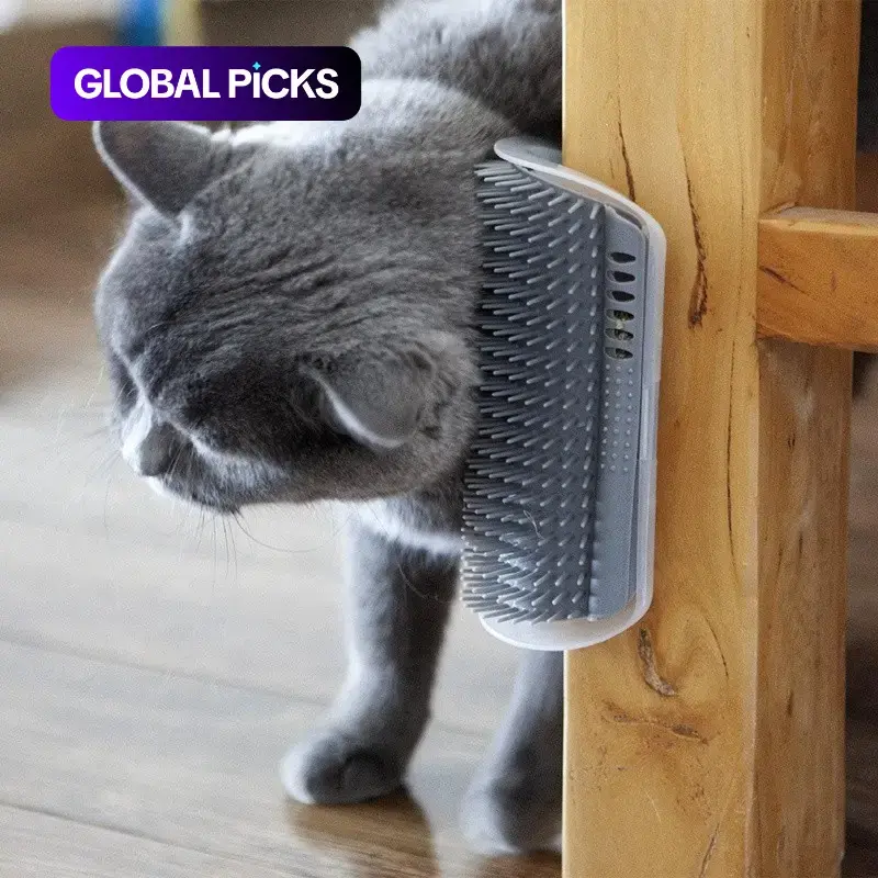 2 Pack Soft Wall Corner Cat Self Groomer, 6.1 Inch Extended Design, Cat Face Scratcher & Massage Grooming Brush for Indoor Cats, Grooming Tools #GLOBAL PICKS