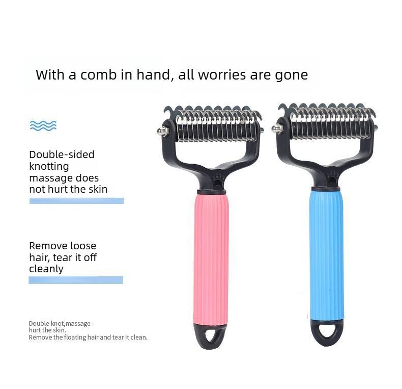 Pet Grooming Tool, Universal Detangling Comb for Dogs, Stainless Steel Double-Sided Design, Effective Shedding Removal & Matted Hair Tamer, Practical Daily Dog Coat Maintenance Supplies.