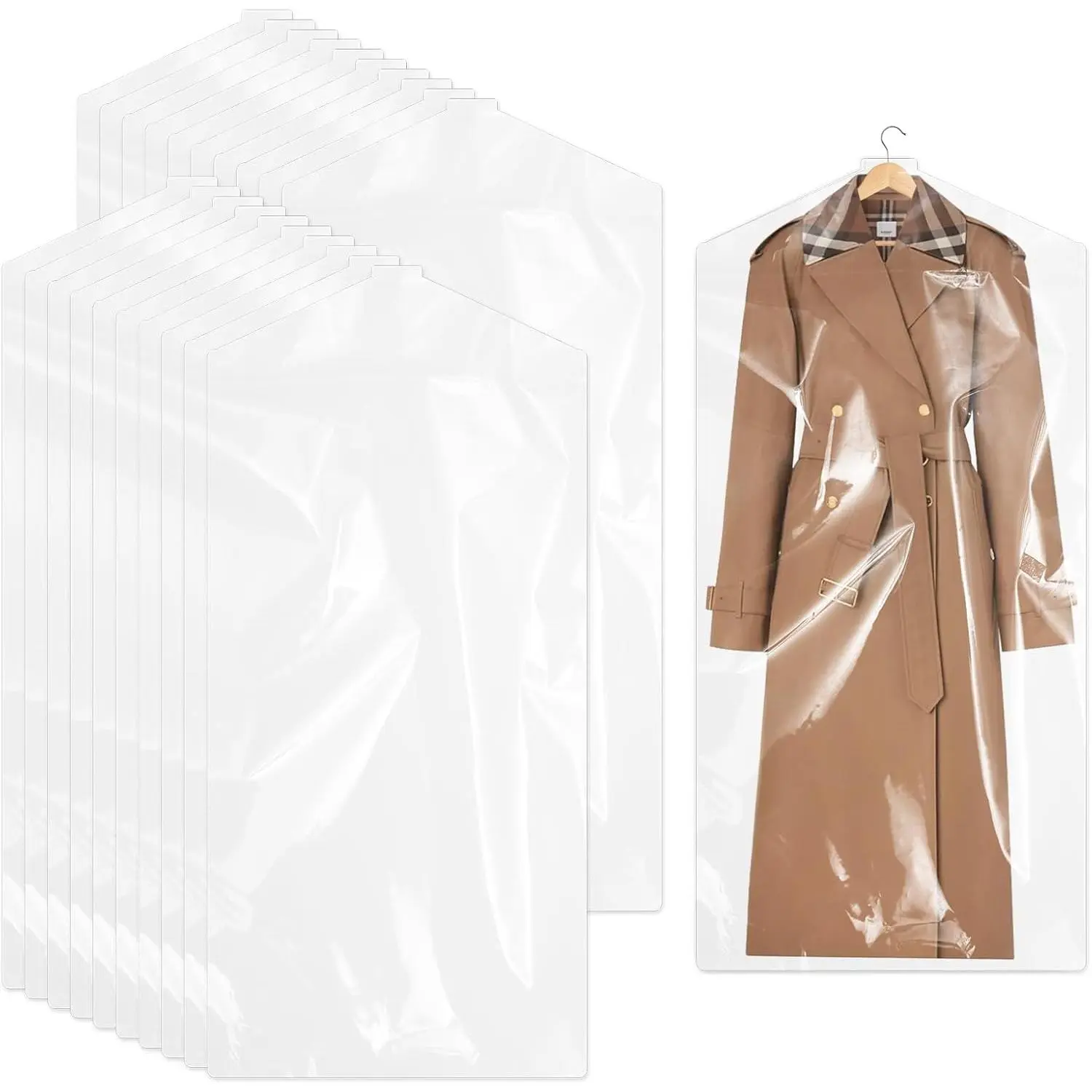 20 Clear Plastic Garment Bags for Clothes,  Clothes Storage - Travel Size, 60x90cm