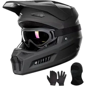 Youth Dirt Bike Helmets Kids ATV Helmet Motorcross BMX Off Road Motorbike with Goggles Gloves Mask DOT Model MT601Y (Matte Black, Youth-Large)