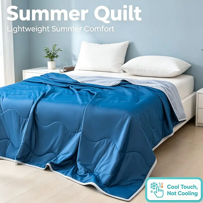 Double-Sided Cooling Summer Blanket, Soft Lightweight Quilted Design, Breathable Fabric for Hot Weather, Multi-Color Options, All-Season Use