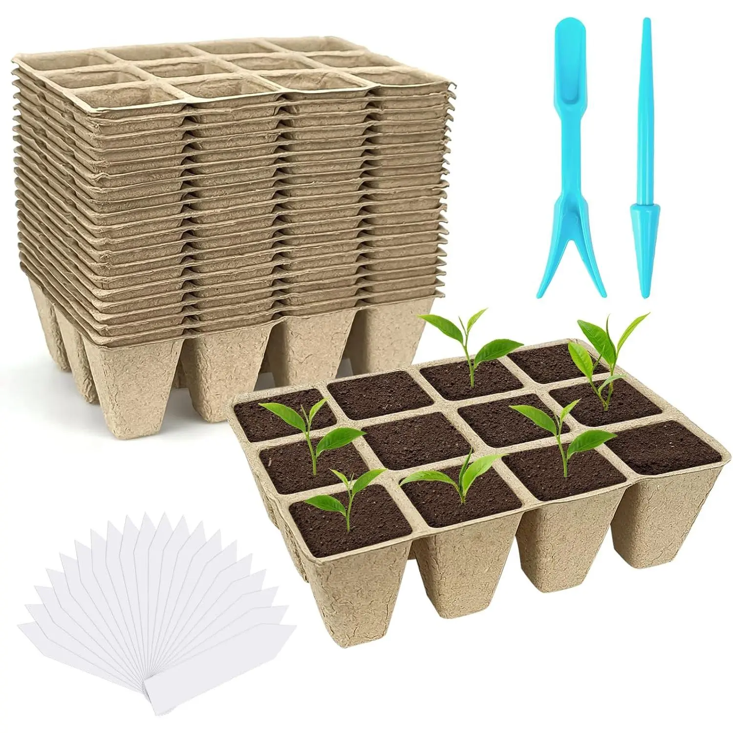 240 Cells  Seedling Starter Trays | 20 Pack  Starter Kit | 20 Pack Peat Pots for Seedlings; 240 Cells  Starter Trays; Seed Starter Kit for Indoor/Outdoor; 20  Labels