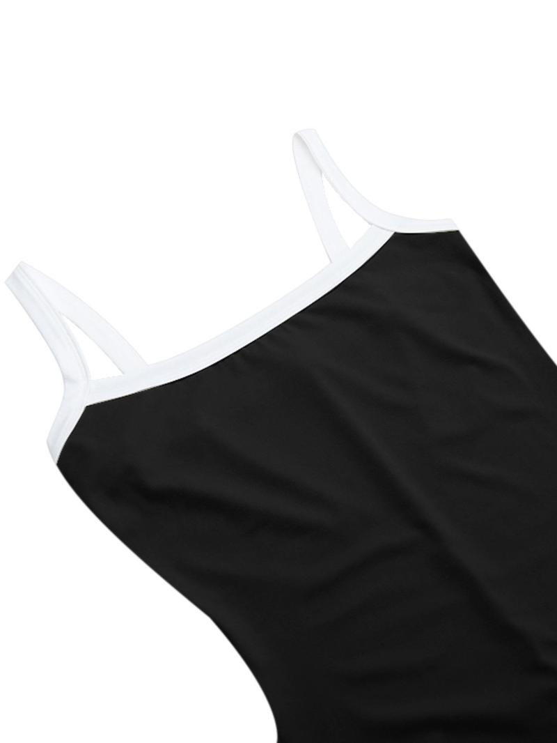 Women's Contrast Trim Cami Dress, Casual Sleeveless Maxi Dress for Summer, Ladies Clothes for Daily Wear