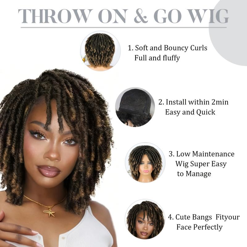 Dreadlock Wig Short Twist Wigs For Women Afro BlacCurly Synthetic Wig Faux Locs Braided Crochet Synthetic Hair Wig For Women