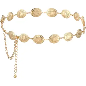 Gold Chain Belt,Western Belts for Woman Country Belt Adjustable Hollow Out Daisy Cowgirl Belts for Western Country Concert Outfit for Dress Jeans Pants