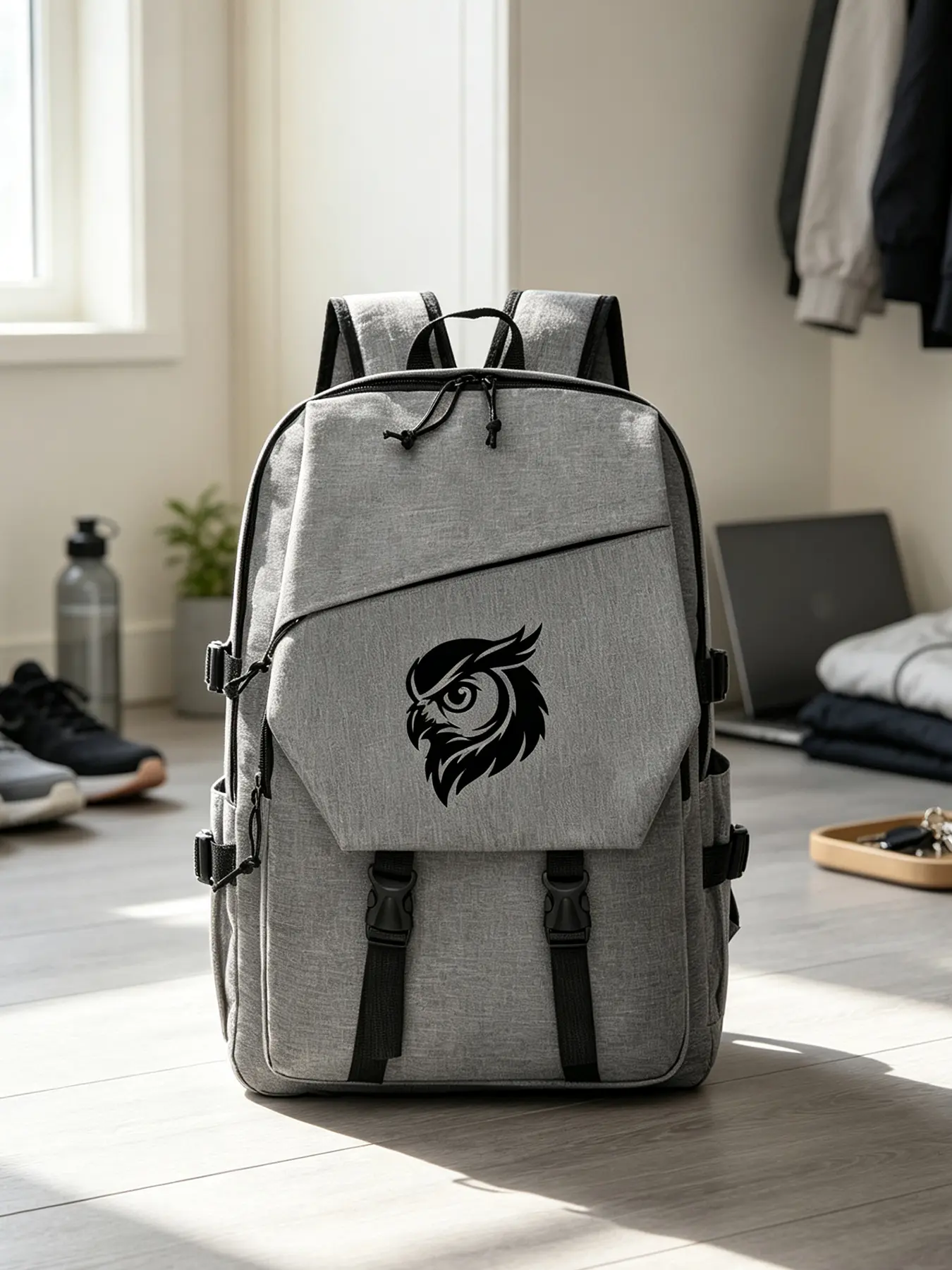 Owl Print Fashion Backpack, Unisex Commuter Backpack, Large‑Capacity Laptop Bag, Suitable for Travel, School, Overnight Trips, Festival Gift