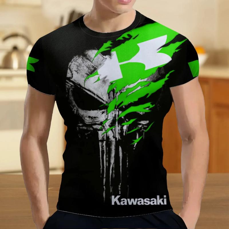 Kyn Apparel  Men Women New T Shirt Kawasaki Motorcycle Logo 3D Print Quick Drying Breathable Clothes Men  Fashion Sports T-shirts