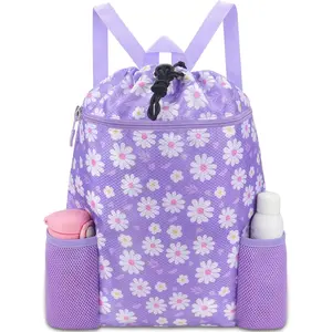 Father's Day Parent-Kid Pool Beach Travel Gifts for Dad |   Kids Waterproof Lightweight Drawstring Swim Backpack |   Girls Sports Gym Bag With Dual Water Bottle Holders for Swimming Beach