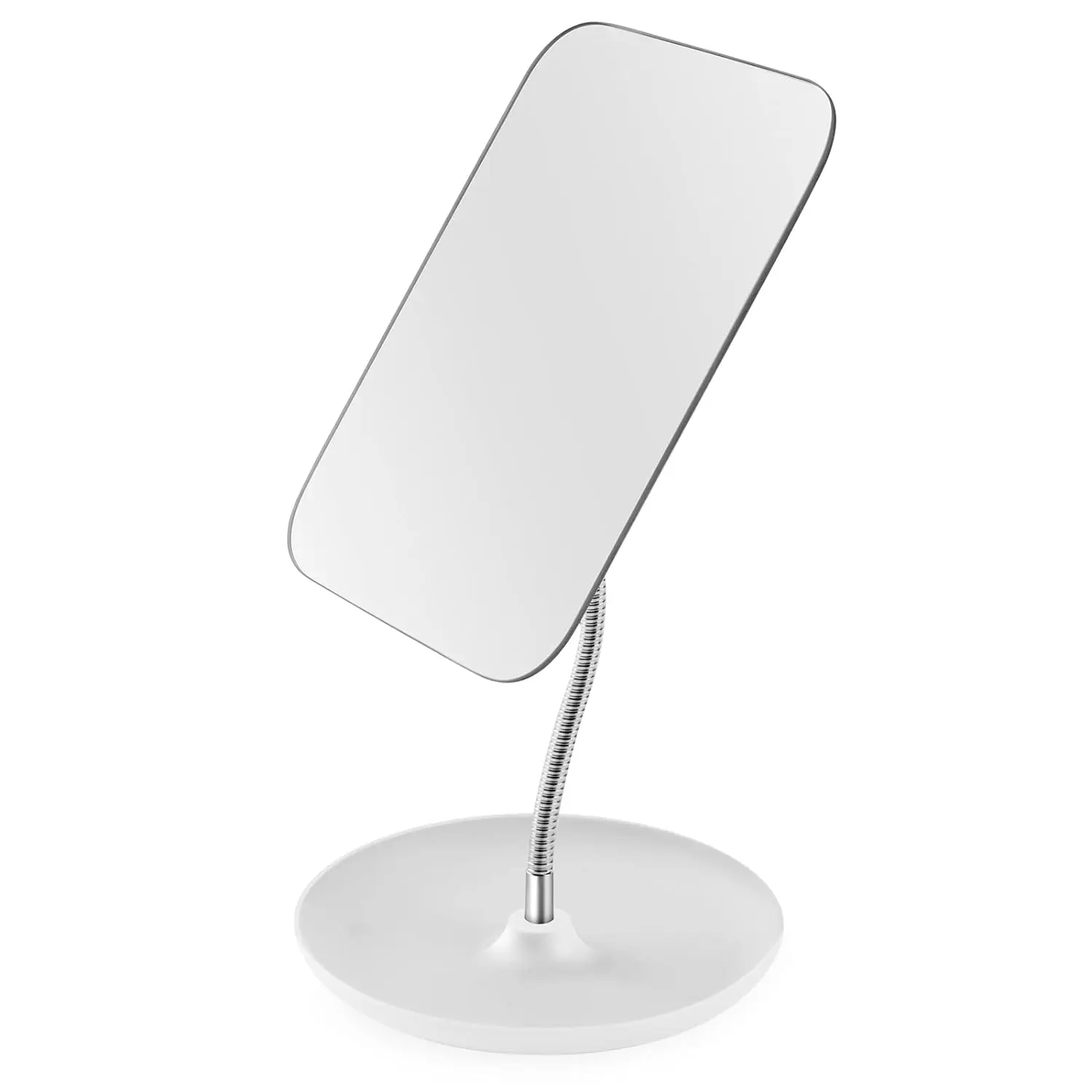 Table  Mirror with Stand - Makeup Mirror for Desk - Adjustable Flexible Gooseneck, 360°Rotation Folding Portable Bathroom Shaving  Mirror Square