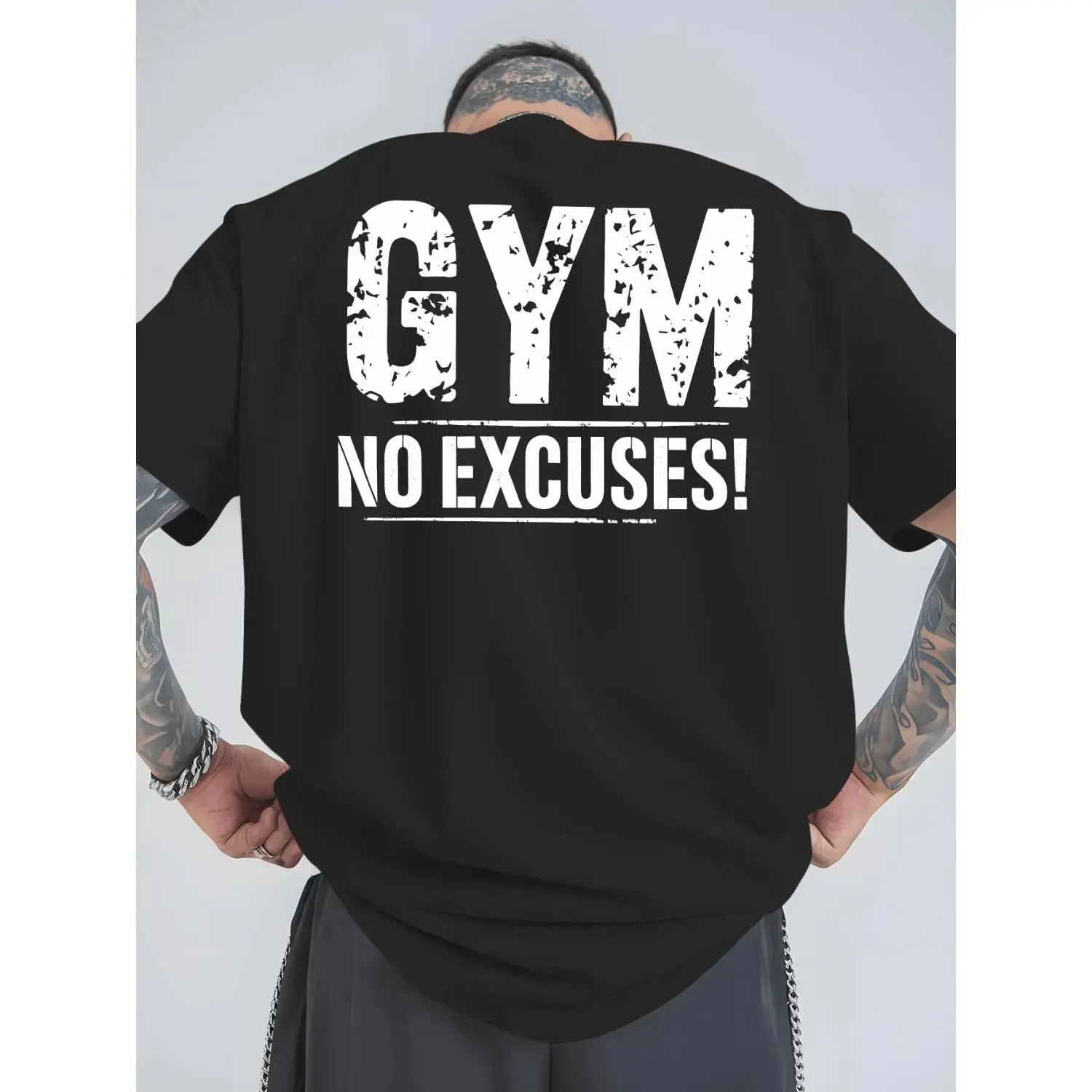Unisex Gym Workout Apparel - "No Excuses" Motivational Graphic Workout Top, Fitness Training Bodybuilding T-Shirt, Workout Tops