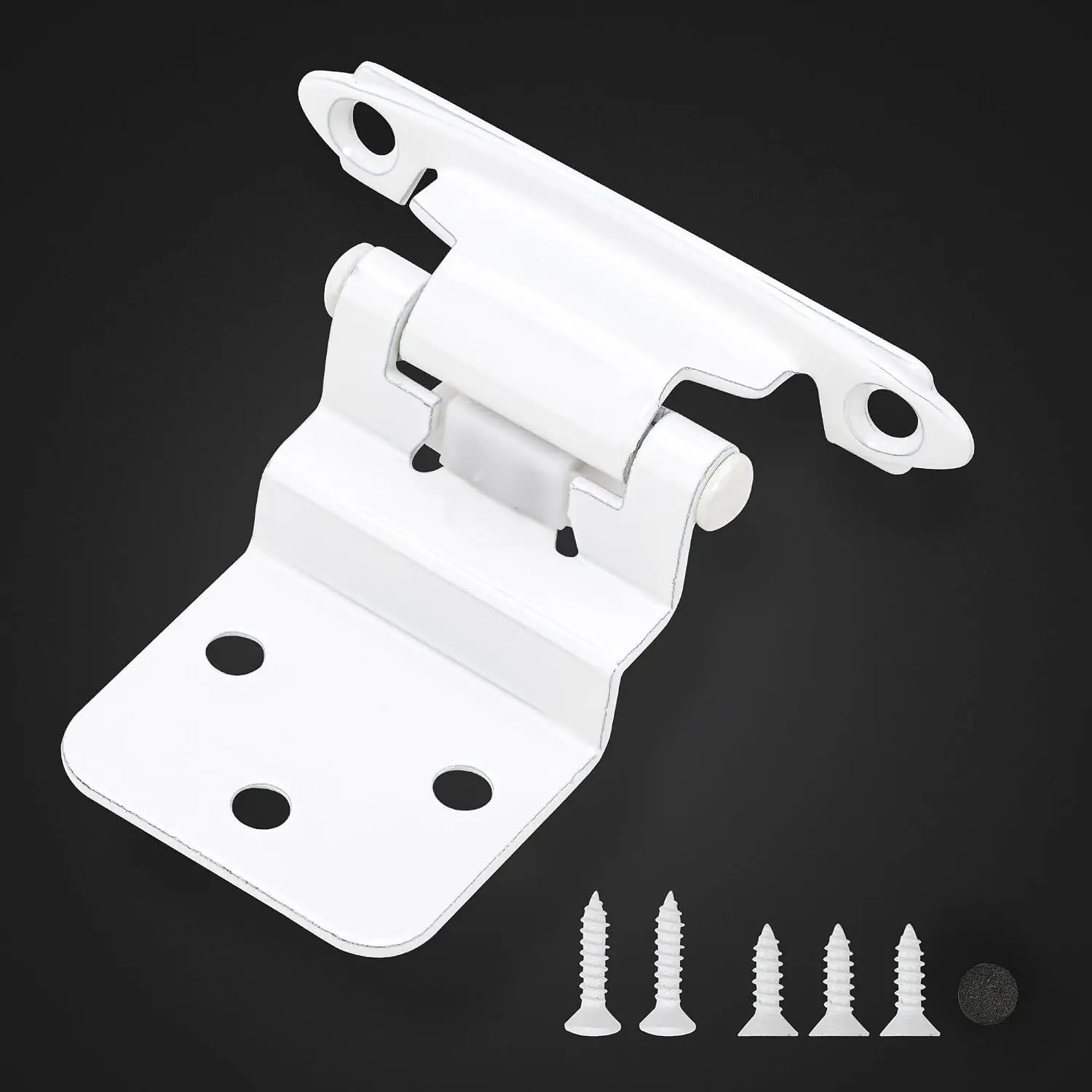 50 Pack 25 Pairs 3/8" Inset Cabinet Door Hinges - White Offset Self Closing Hinges