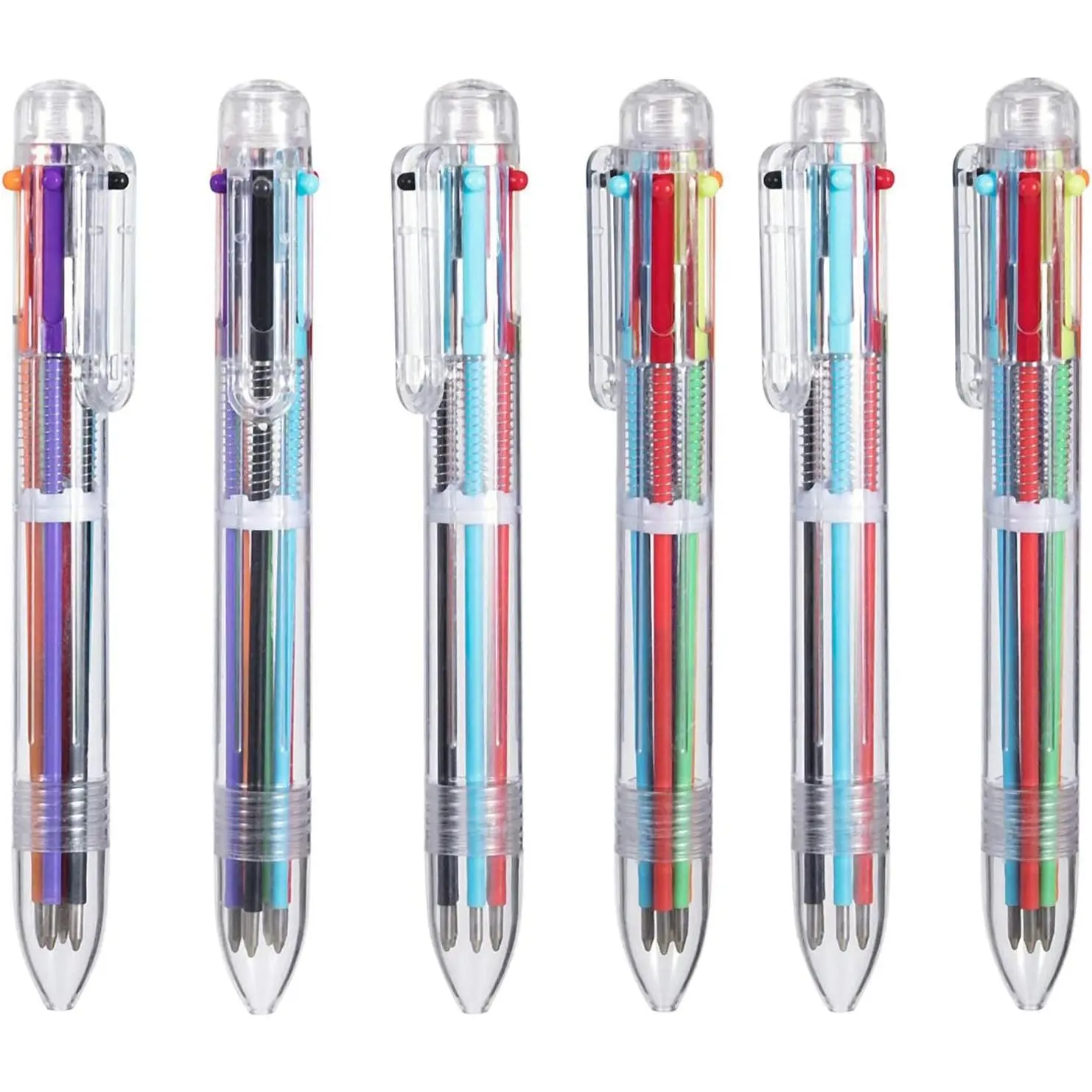 6 Pack Multicolor Pen, 6-Color Retractable Ballpoint Pens, Fun Pens | 0.5mm 6-in-1 Colored Pens for Office School Supplies Students , Party Favors