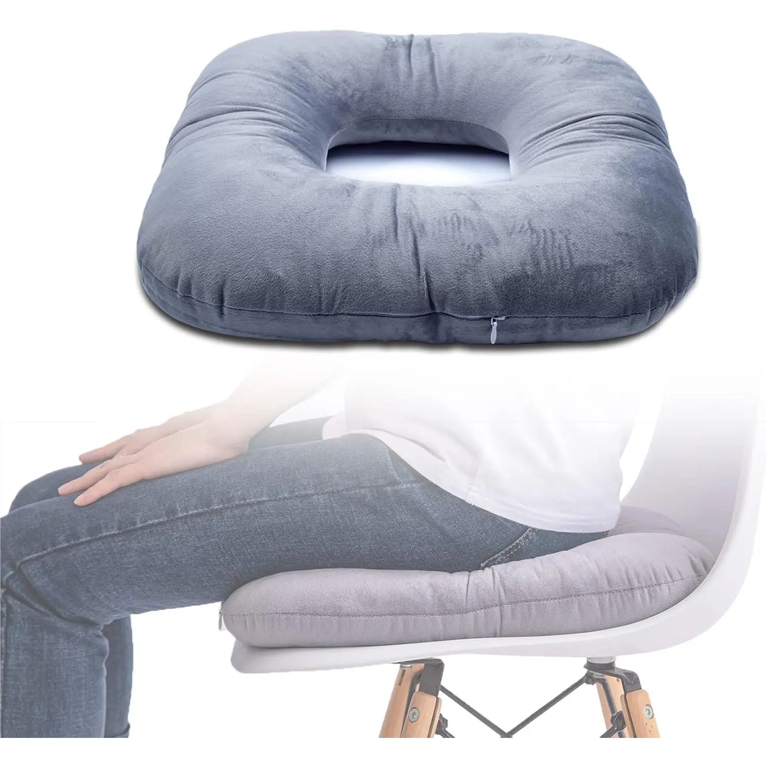 Donut Pillow, Tailbone Cushion for Wheelchair, Office and Travel| Donut-seat cushion for pregnancy, wheelchairs, office chairs, cars, long trips, and home sofas.