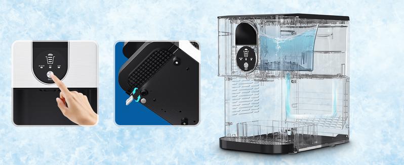 COWSAR Nugget Ice Maker Dispenser, Self Dispensing Pellet Ice Maker, 44lbs/24H, 15Mins Quick Ice Make, 3.3lbs Ice Storage, Ice Full Indicator, Self-Cleaning, Home, Kitchen, Bar, Party Silver