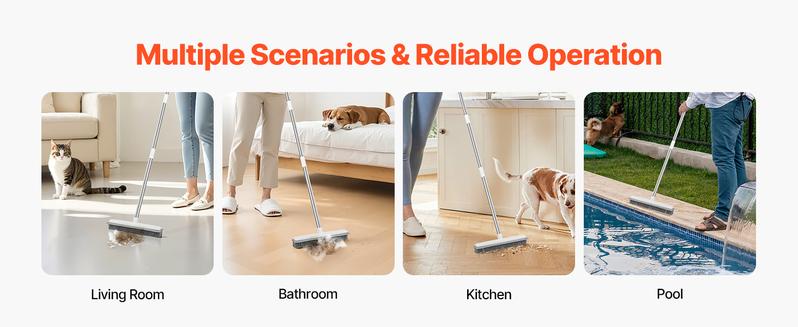 Pet Hair Removal Broom with 47.2in Adjustable Handle & Rubber Squeegee for Dog Cat Hair Removal on Couch Hardwood Floors TikTokShop Deal