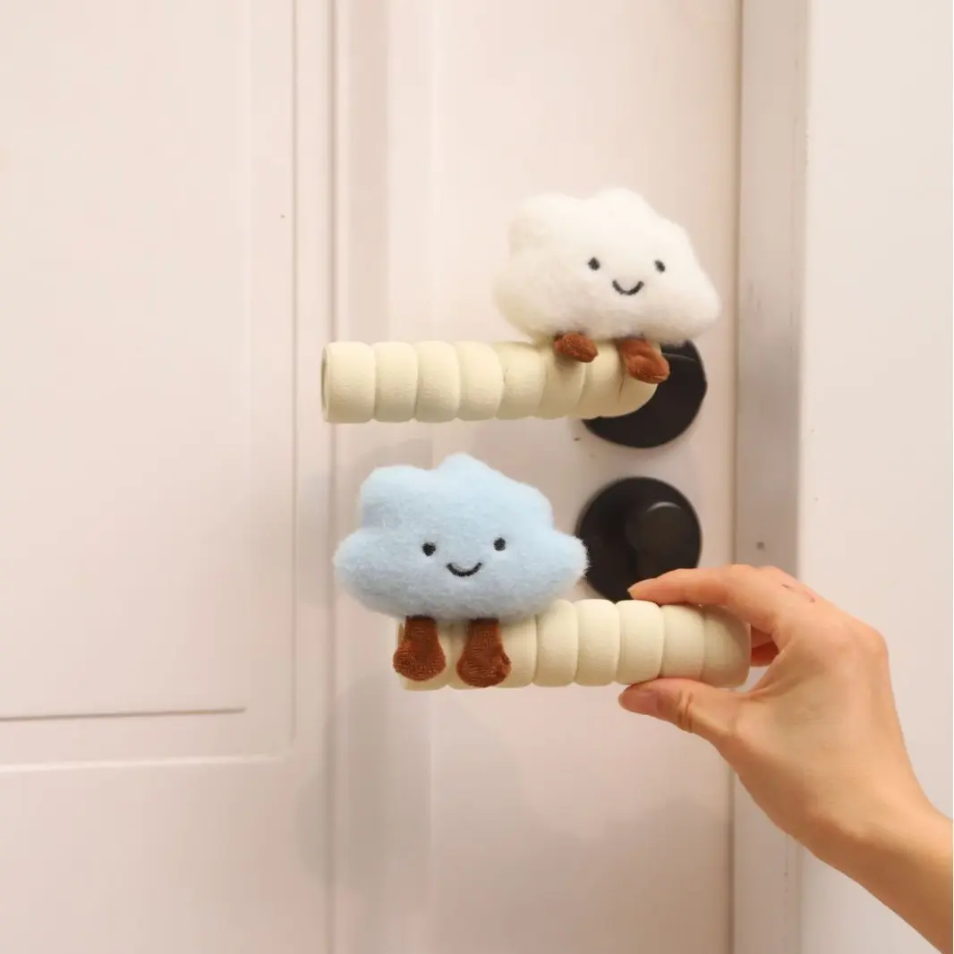 2pcs Anti-Static Cute Cloud Door Handle Covers, Shockproof Bedroom Door Decor, Protective Door Knob Sleeves, Stylish and Durable Design