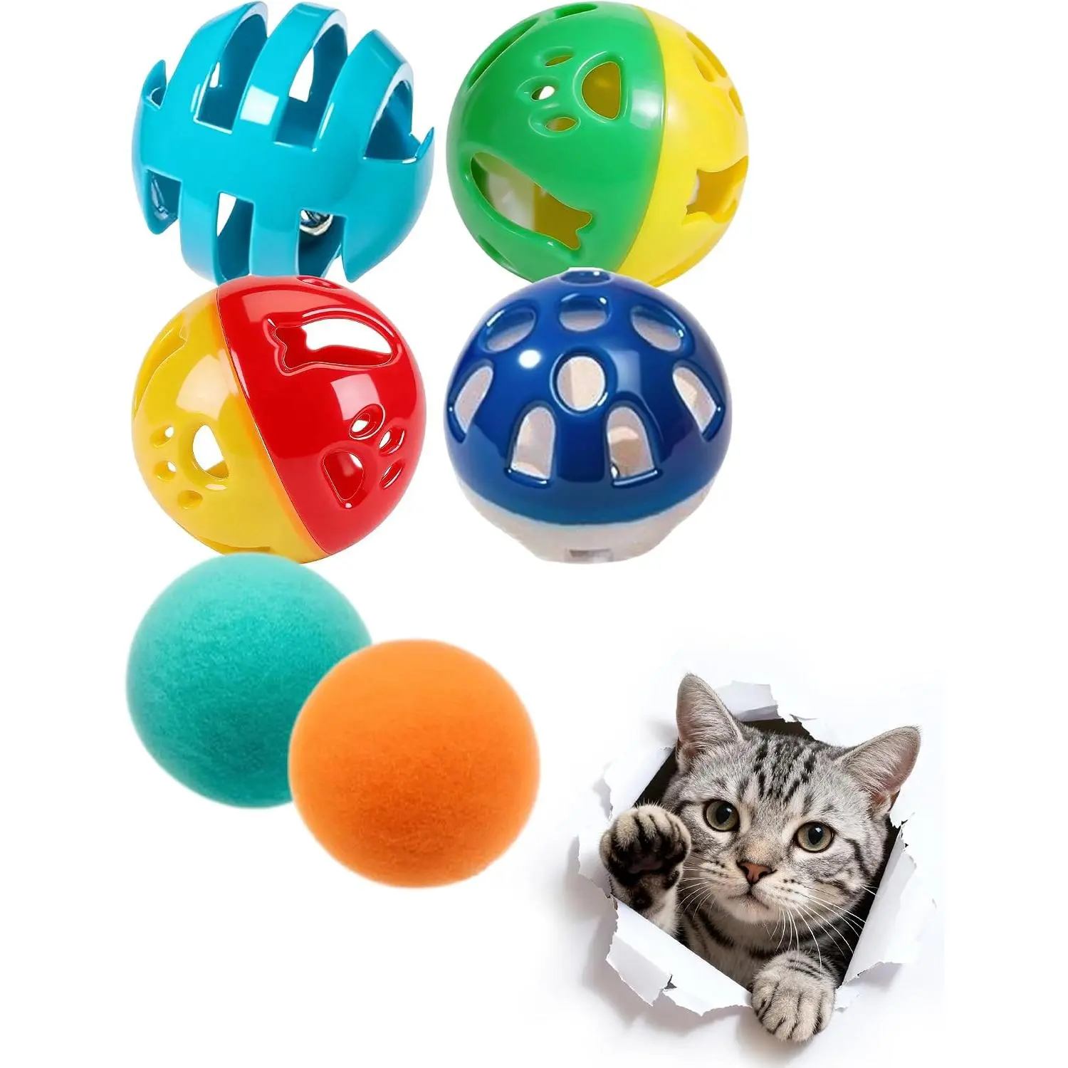 6-Pack   Balls, 4  Balls + 2 Plush Balls, Interactive | Smooth Edges, Tightly Stitched Plush