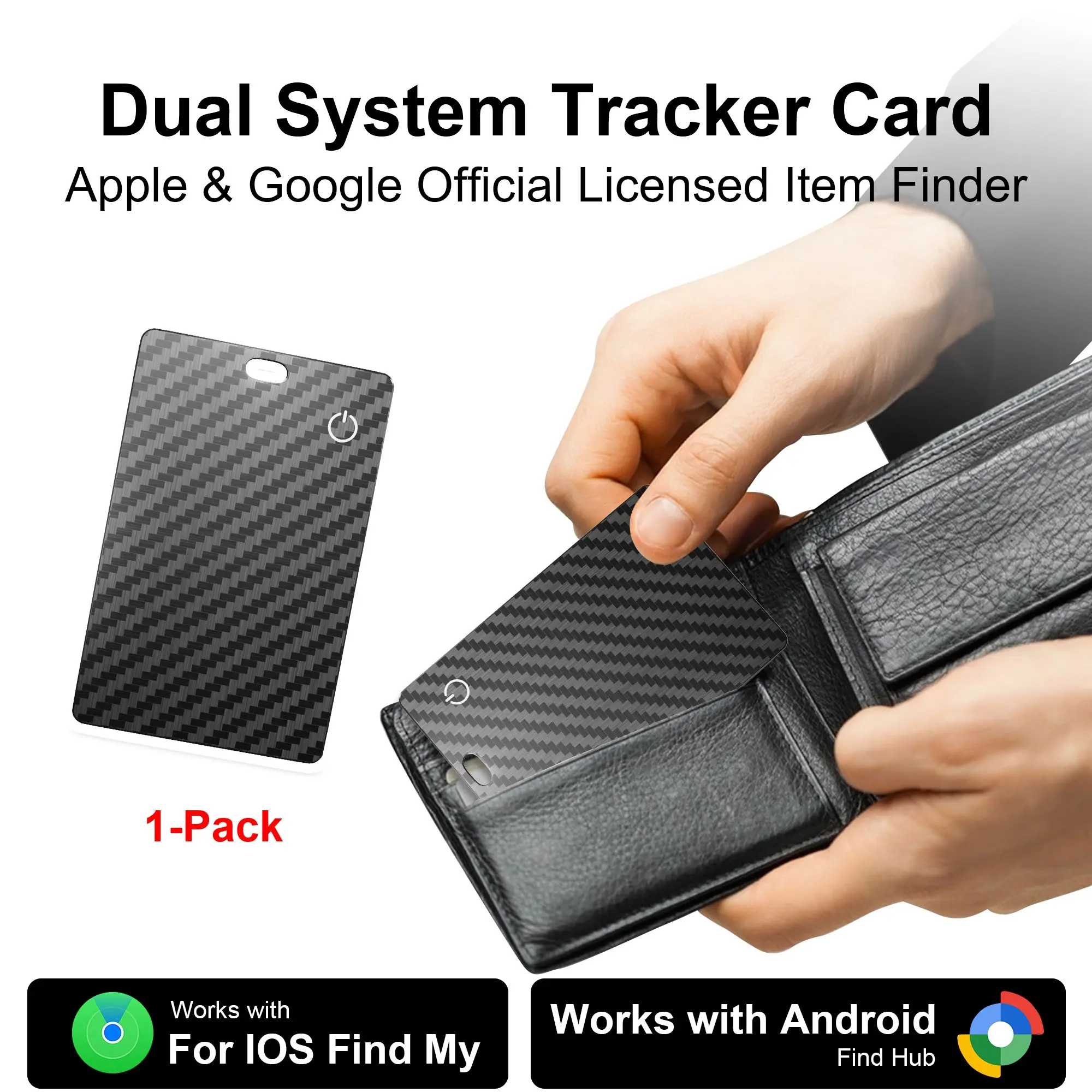 2026 Dual System Smart Wallet Location Card | Compatible with Apple Find My and Android | Rechargeable, IP68 Waterproof, Global Tracking (Suitable for Luggage/Passport/Wallet/Backpack)