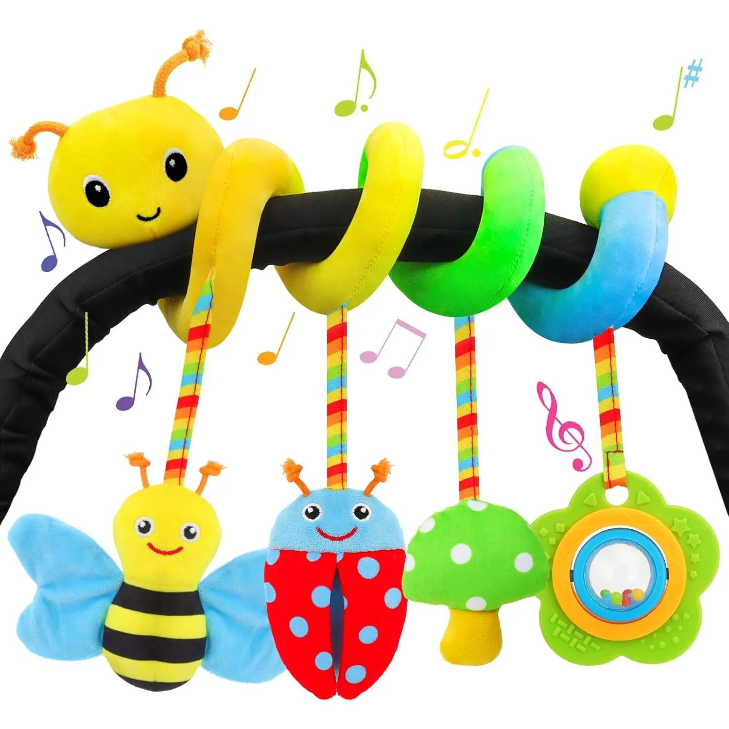 Car Seat Toys  Babies 0-6 Months Upgraded Version Spiral Car Seat & Stroller Activity Toy, Soft Plush Hanging Toys with Rattles, Best Gift  Ages 0 and Up