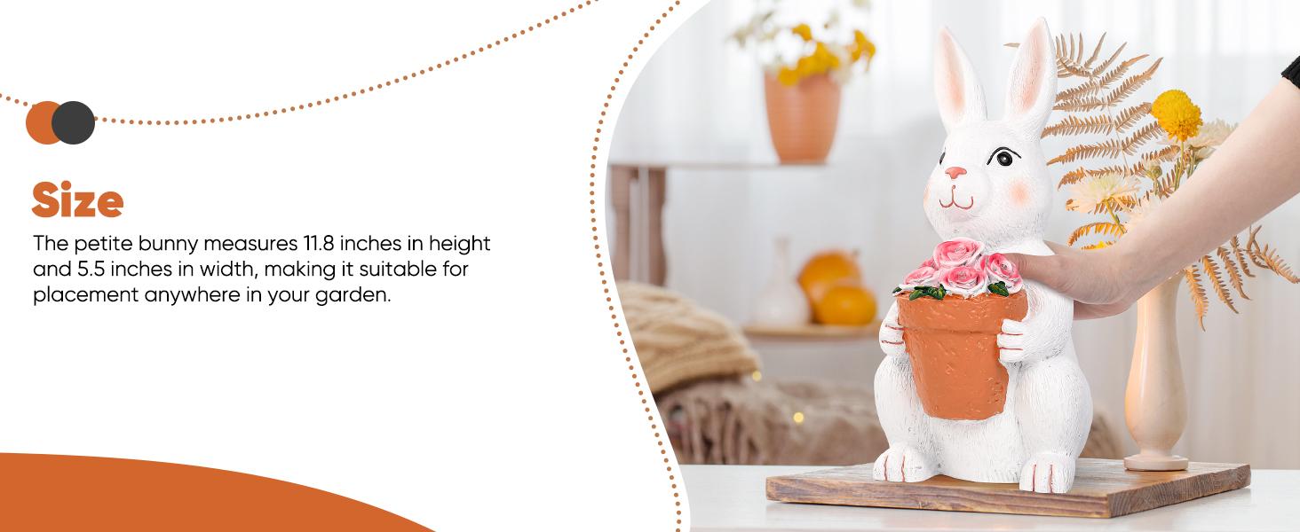 Solar Outdoor Garden Statues- Rabbit with Flowers and 5 Colorful LED Lights, 11.8IN Outdoor Figurine Lights, Solar Garden Bunny Decor for Patio, Unique Gifts for Mom, Birthday, Housewarming