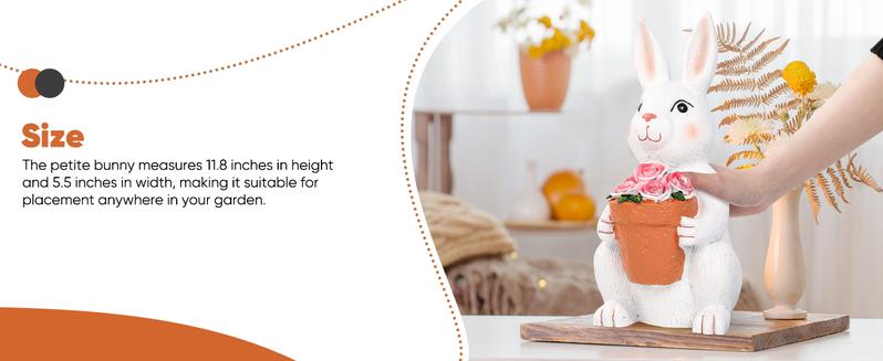 Solar Outdoor Garden Statues- Rabbit with Flowers and 5 Colorful LED Lights, 11.8IN Outdoor Figurine Lights, Solar Garden Bunny Decor for Patio, Unique Gifts for Mom, Birthday, Housewarming