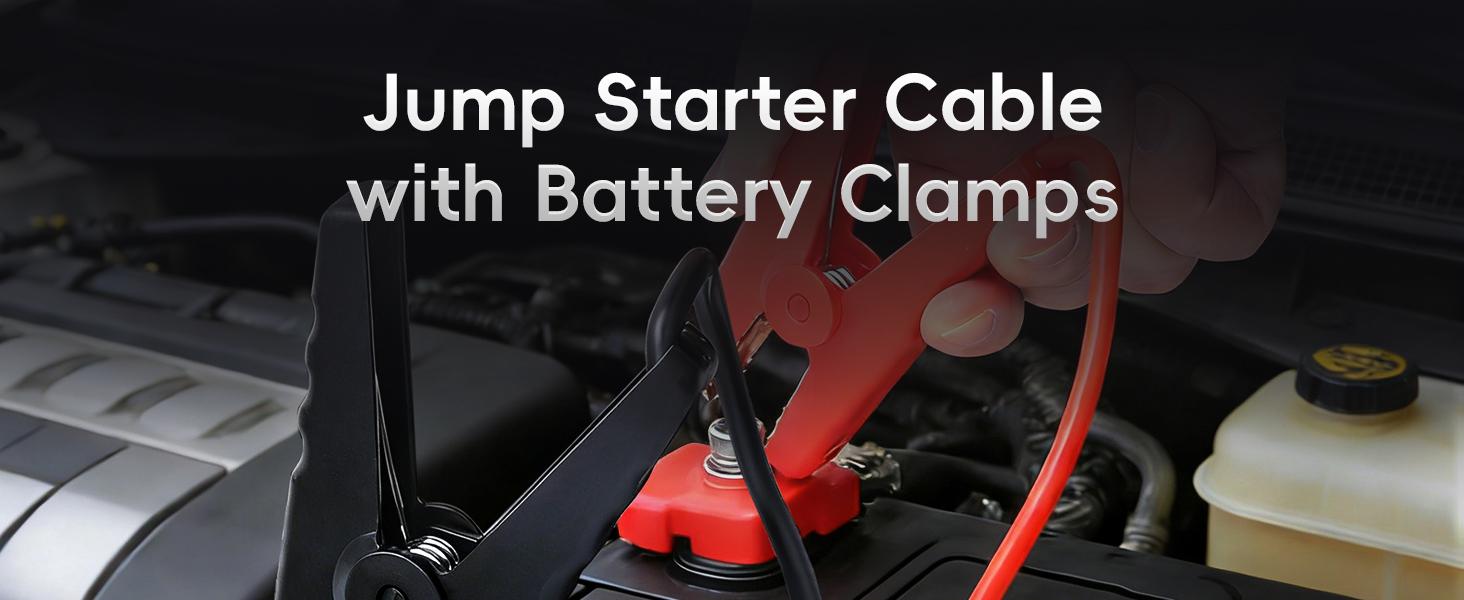 Smart Jump Starter Clamps,  10AWG EC5 Heavy Duty Replacement Alligator Clips for 12V Portable Car Battery Booster, Universal for SUV/Truck/RV (LED + Beep Alert)