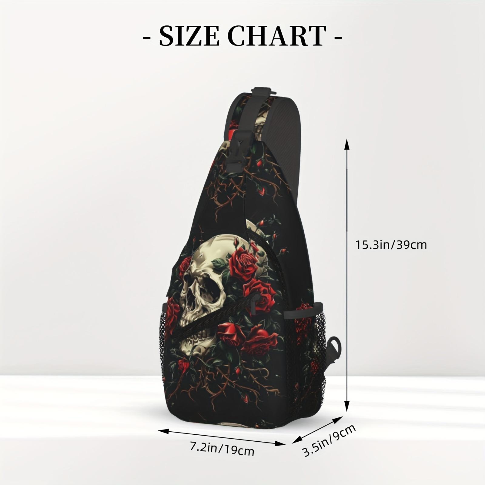 Crossbody Chest Hiking  Skull And Red Roses Shoulder Folding Large Capacity Fashion Durable Can Be Used For Shopping, Work,  Beach Fishing  Halloween   For School Back Christmas Gifts travel backpack
