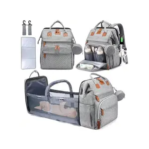 Upgraded Baby Diaper Bags with Changing Station, Waterproof Diaper Bag Backpack for Moms Dads with USB Charging Port, Baby Shower Gifts, Large Capacity diaper backpack, Grey