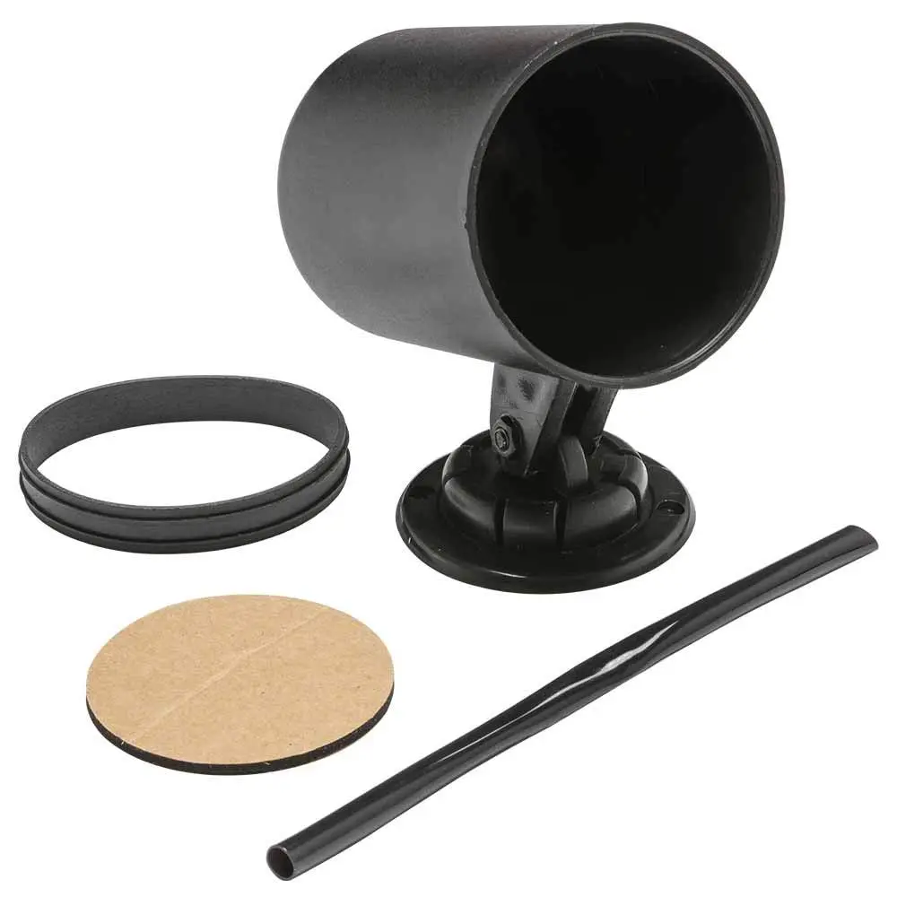 Black Universal 360° Swivel Dashboard Pod Holder - ABS Plastic, Double-Sided Tape Mount, No Mounting Hardware Required, Fits 2-1/16" (52mm) Gauge, Car Use, Resists Cracking, Protects Against Warping, Glowshift 7 Color Digital Series Gauge Holder