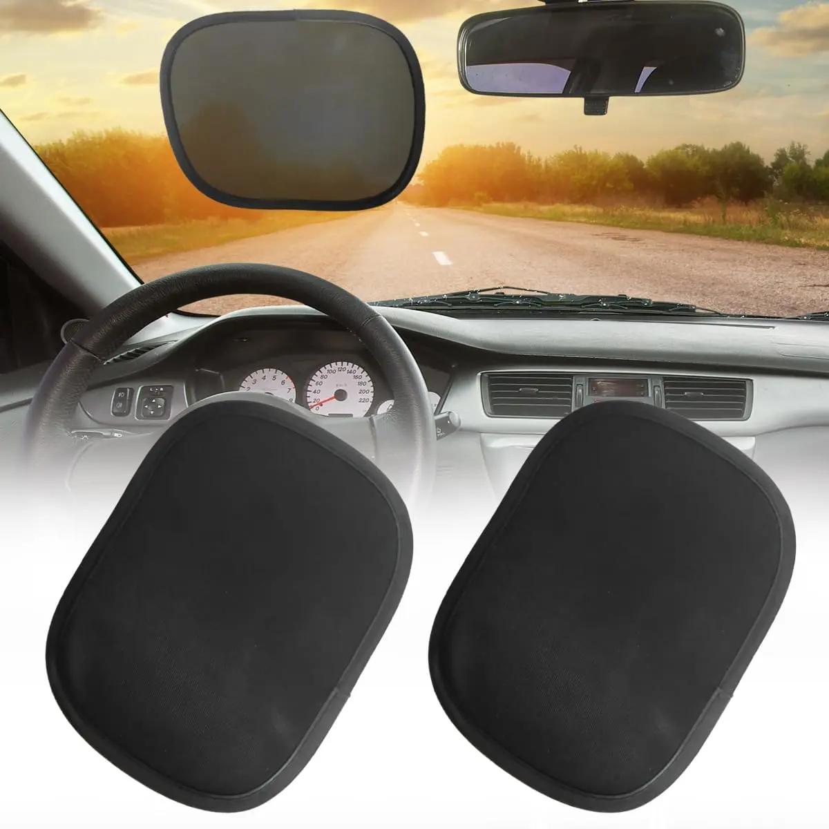 Miniature Static Cling  Window Shades, UV Rays Block  Side Window Sun Shade, Sun Glare Automotive Windshield Sun Shade Protection Accessories for Safe Driving (1 Pair)