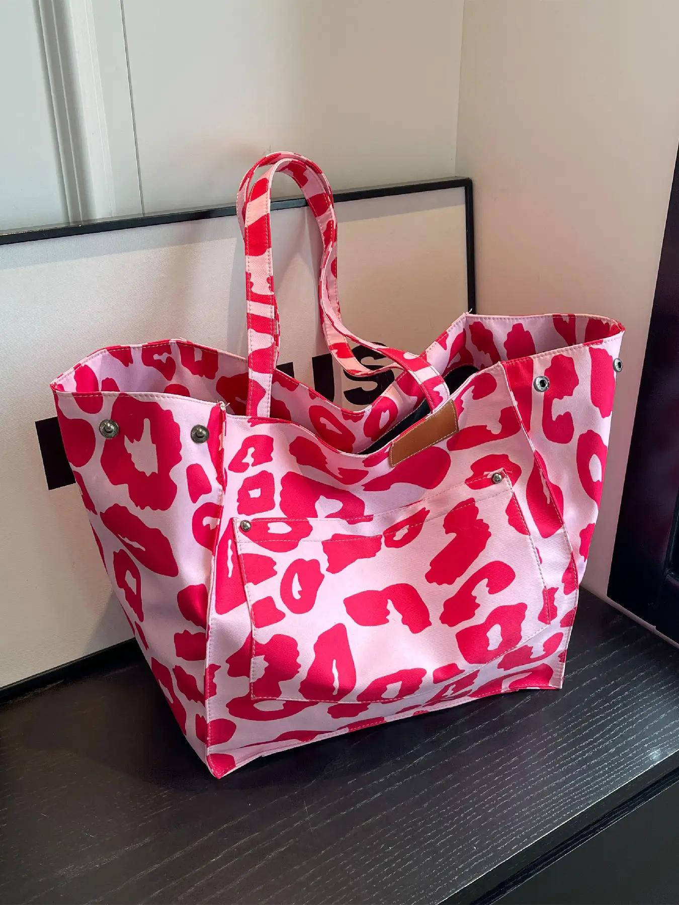 Leopard Pattern Tote Bag, Leopard Print Tote, Casual Fashionable Shoulder Bag for Women & Girls, Trendy Versatile High-quality Daily Commuting Bag
