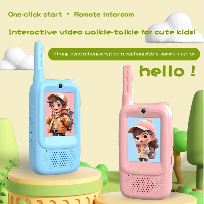 2026 New Cartoon Kids Video Walkie Talkie - Wireless HD Real-Time Video Intercom Toy, Portable Parent-Child Interactive 2-Way Radio, Batteries Built-In Outdoor Communication Device, Birthday Holiday Gift for Boys & Girls (Indoor Camping Use)