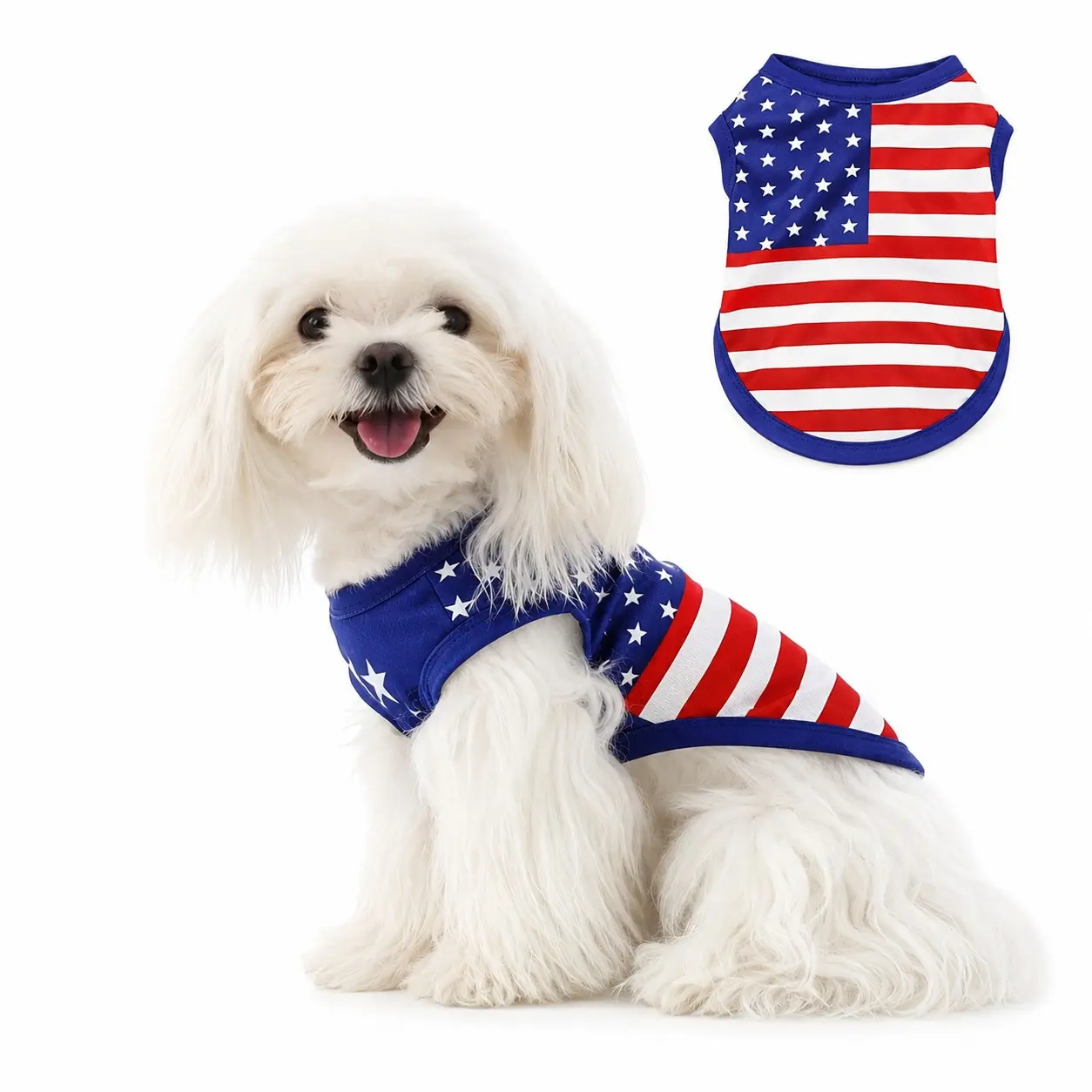 Patriotic Dog Tank Top Usa Flag Print Puppy Vest for Small Pets, Comfortable Pet Apparel, Ideal for Daily Wear and Special Occasions, Puppy Clothes
