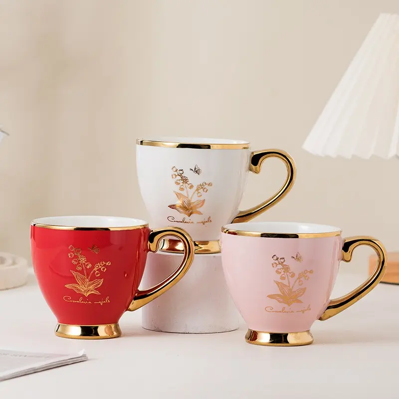 Light luxury high-value electroplated ceramic cup Home office Afternoon tea Restaurant coffee cup Coffee Mugs Souvenir cup Mug Drinkware