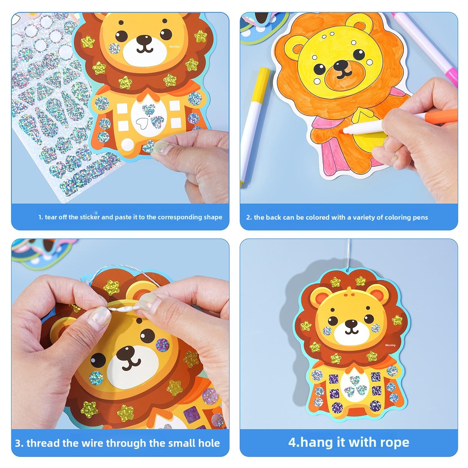 Kids Craft Mosaic Sticker Set for DIY Art and Early Education Gift with Shiny Mirror Finish