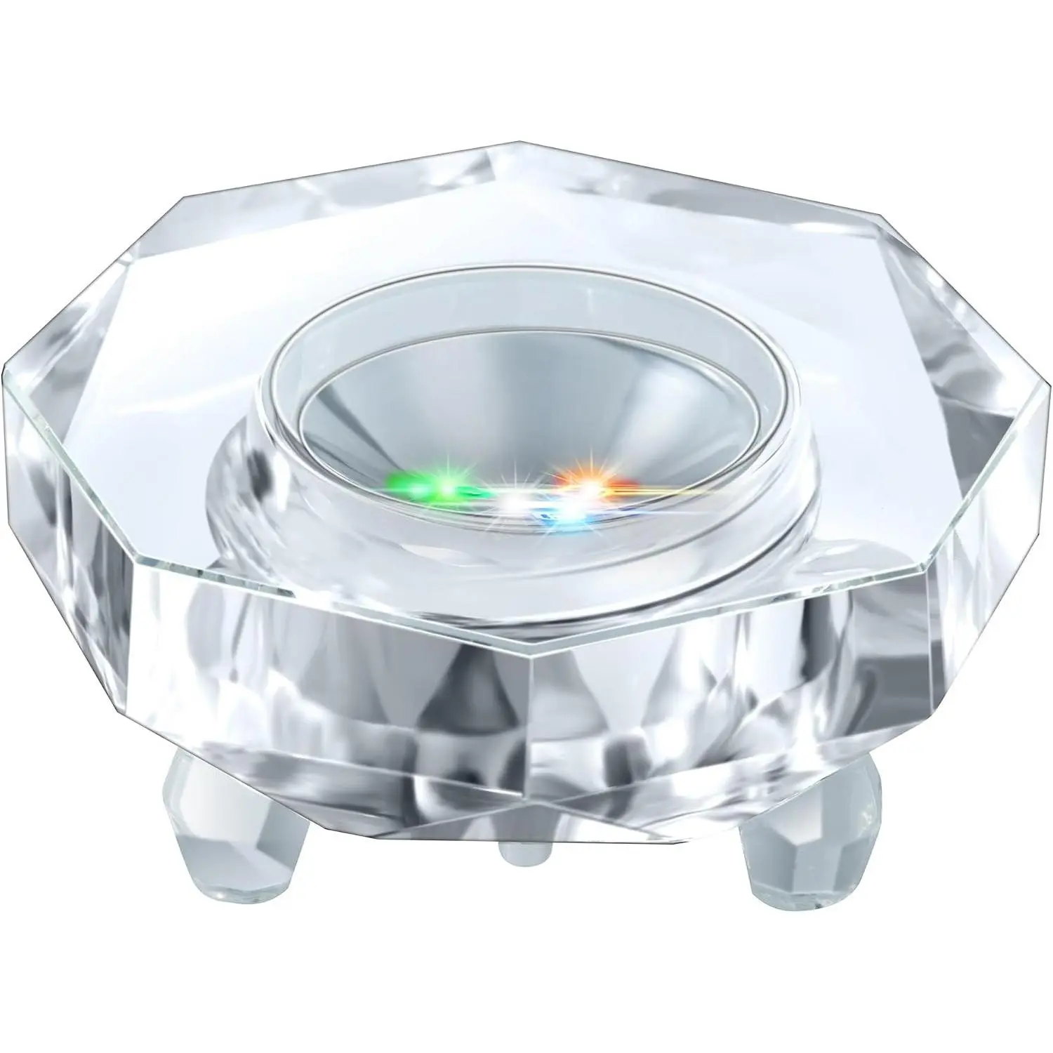 Crystal LED Light Base Multicolor Changing Pedestal Color Show Stand Lighted Display Plate AC Power for 3D Glass Art Octagon Light Base