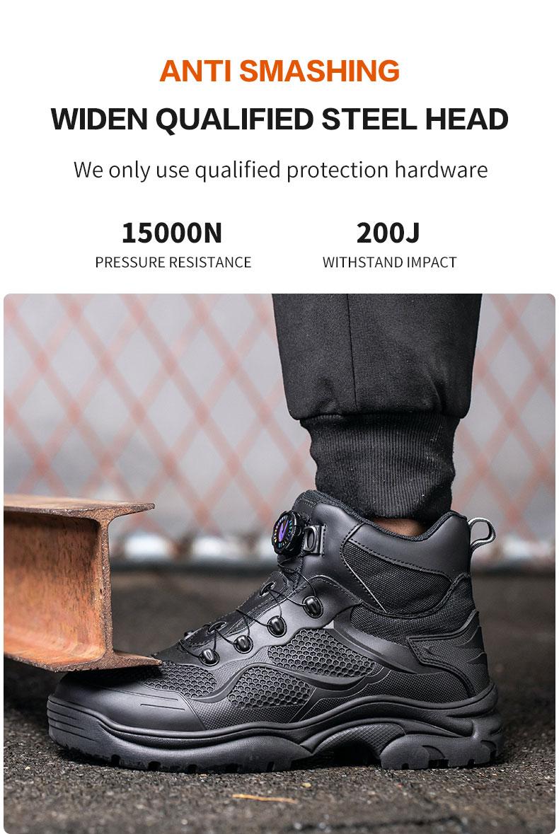 Men's Work Safety Shoes High Top Lace-up Safety Boots, Steel Toe Anti-smash and Anti-puncture Work Safety Boots Comfortable and Breathable Outdoor Sports Shoes Hiking Shoes Large Size Men's Work Shoes Industrial Outdoor Construction Product Model：9195
